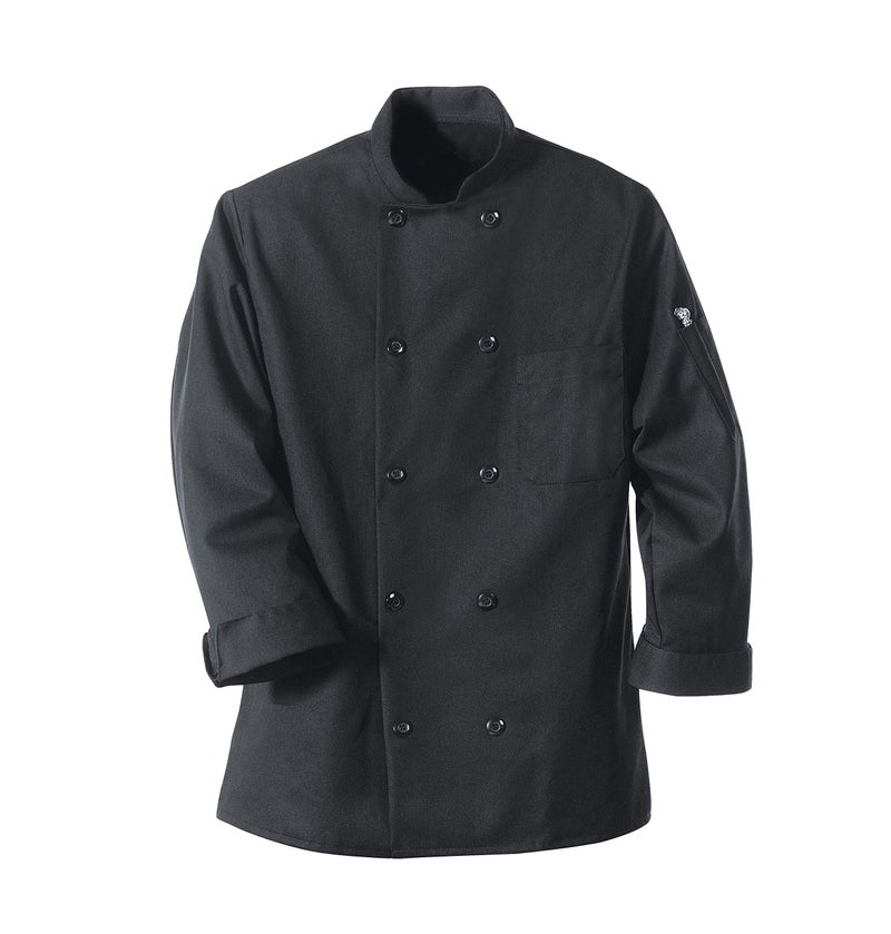 Chef Designs Mens Black Coat Ten Pearl Buttons Chefs-jackets, Black, Large US - Image 1
